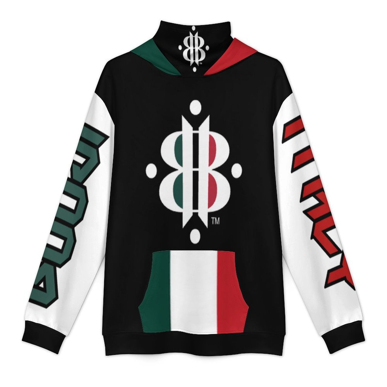 BOOJI LOGO FLAG DESIGN BLACK Men's Hoodie with Mask