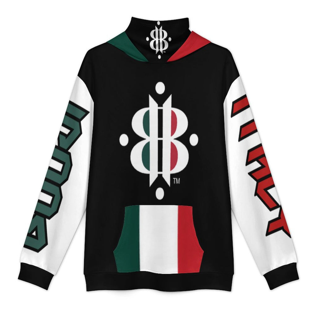 BOOJI LOGO FLAG DESIGN BLACK Men's Hoodie with Mask