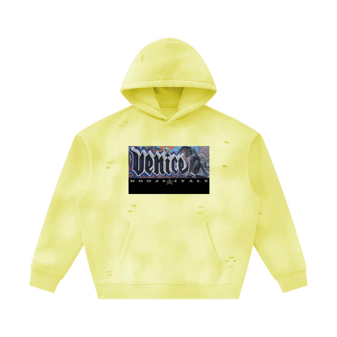 BOOJI ITALY SK8R'S COLLECTION SUNFADED DISTRESSED FLEECE HOODIE