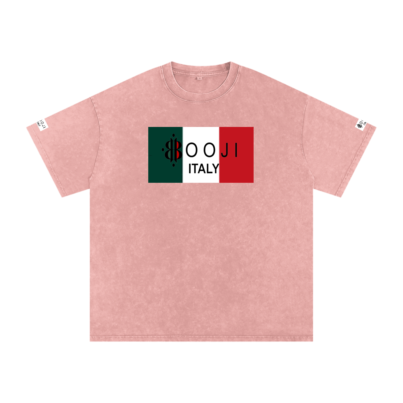 BOOJI ITALY ITALIAN FLAG BRAND LOGO SNOW WASHED T-SHIRT