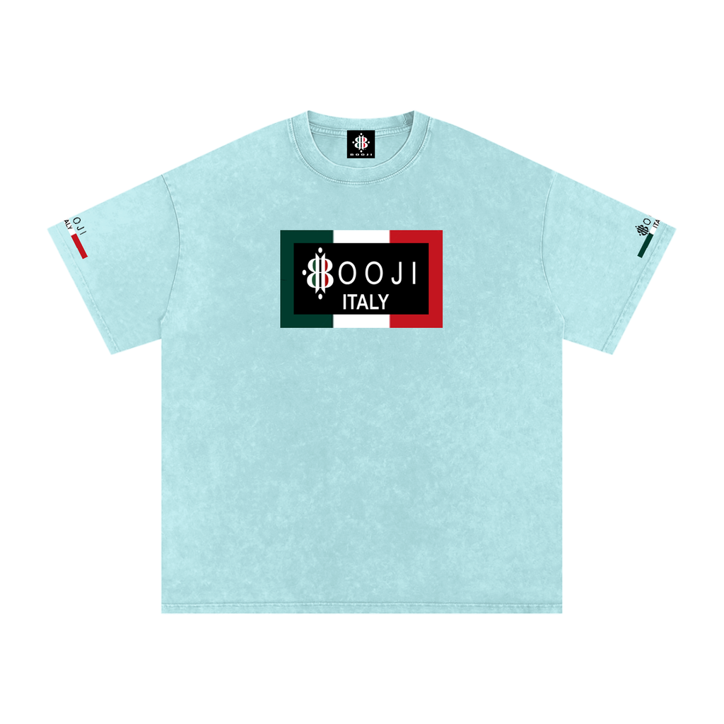 BOOJI ITALY ITALIAN FLAG 4 EVER $ LOGO SNOW WASHED T-SHIRT