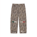 BOOJI ITALY FLY DENIM MFR. VINTAGE WASHED LEOPARD PATTERN WIDE LEG JEANS