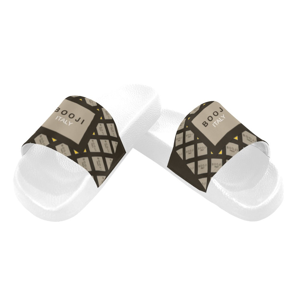 BOOJI ITALY GRAIL'S COLLECTION PATTERN MEN'S WHITE SOLE SLIDES