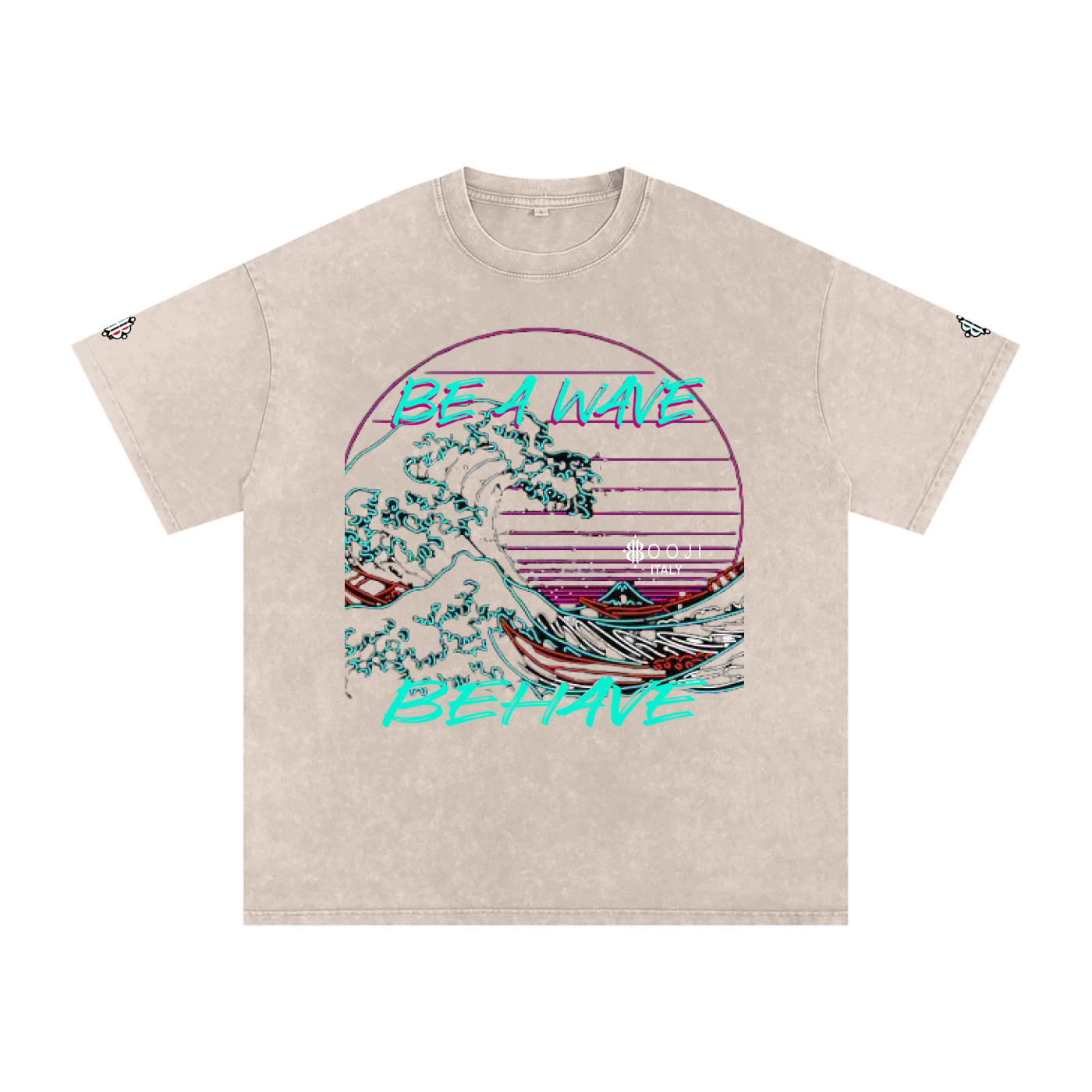 BOOJI ITALY "BE A WAVE, BEHAVE." SNOW WASHED T-SHIRT