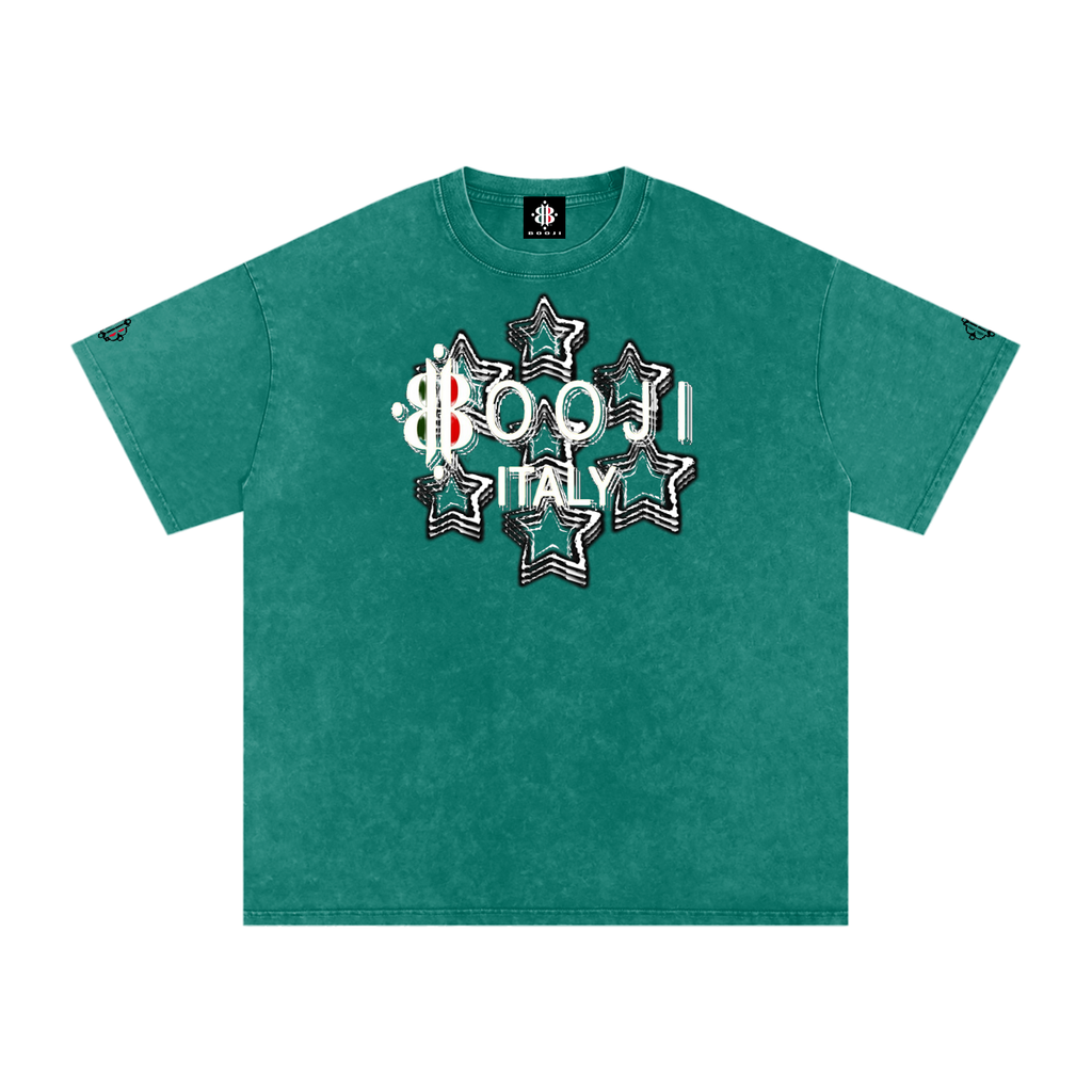 BOOJI ITALY 7 STARS 4 EVER $ LOGO SNOW WASHED T-SHIRT