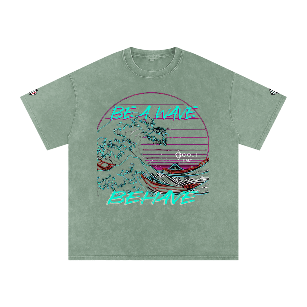 BOOJI ITALY "BE A WAVE, BEHAVE." SNOW WASHED T-SHIRT