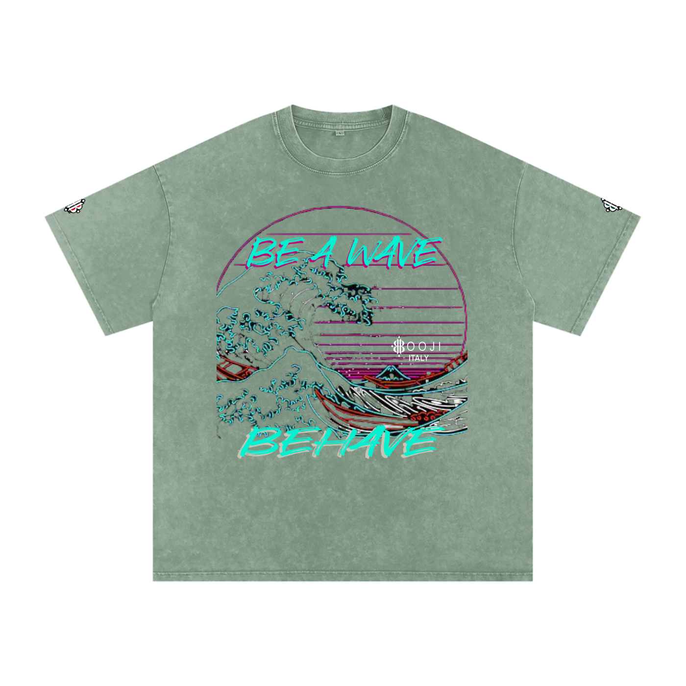 BOOJI ITALY "BE A WAVE, BEHAVE." SNOW WASHED T-SHIRT