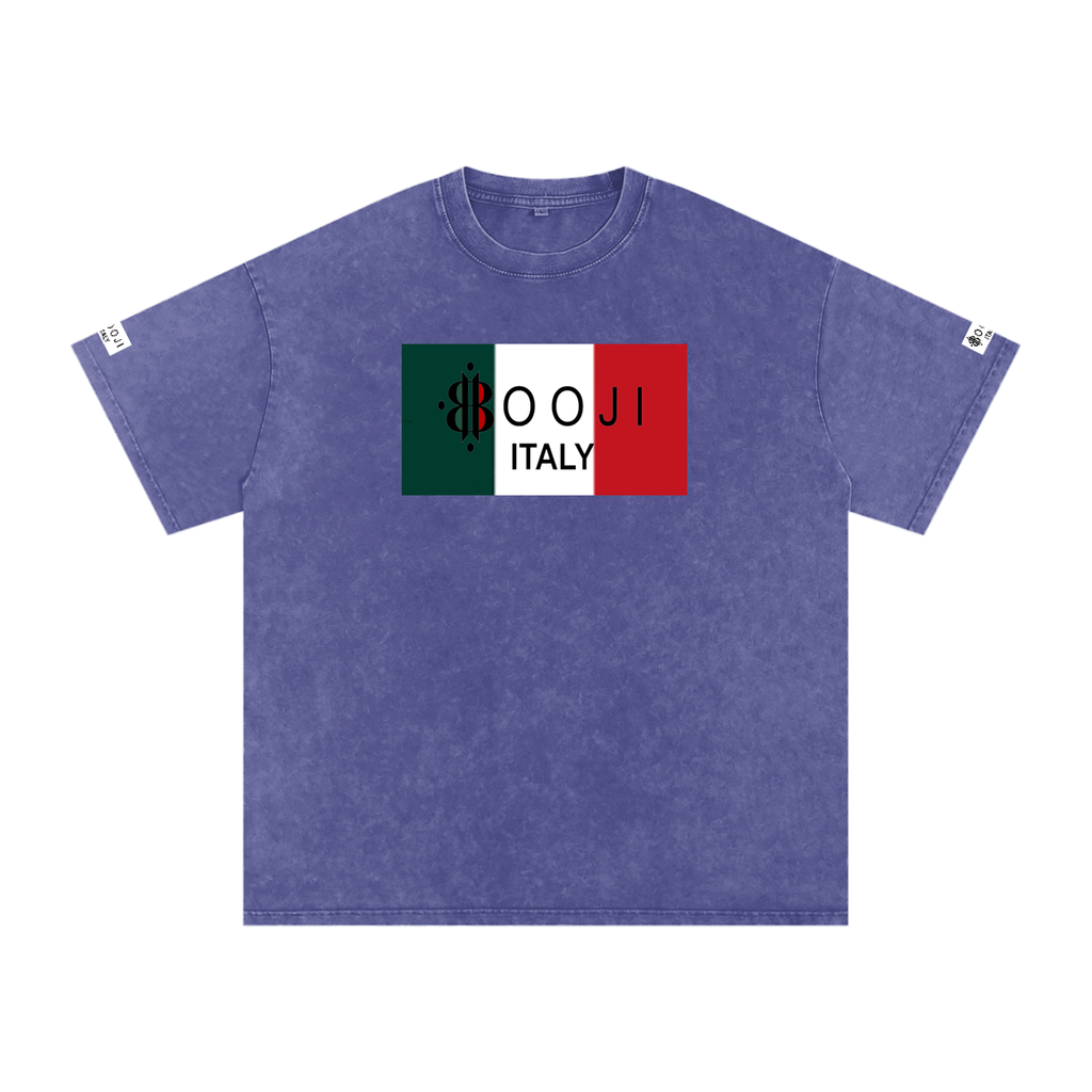 BOOJI ITALY ITALIAN FLAG BRAND LOGO SNOW WASHED T-SHIRT