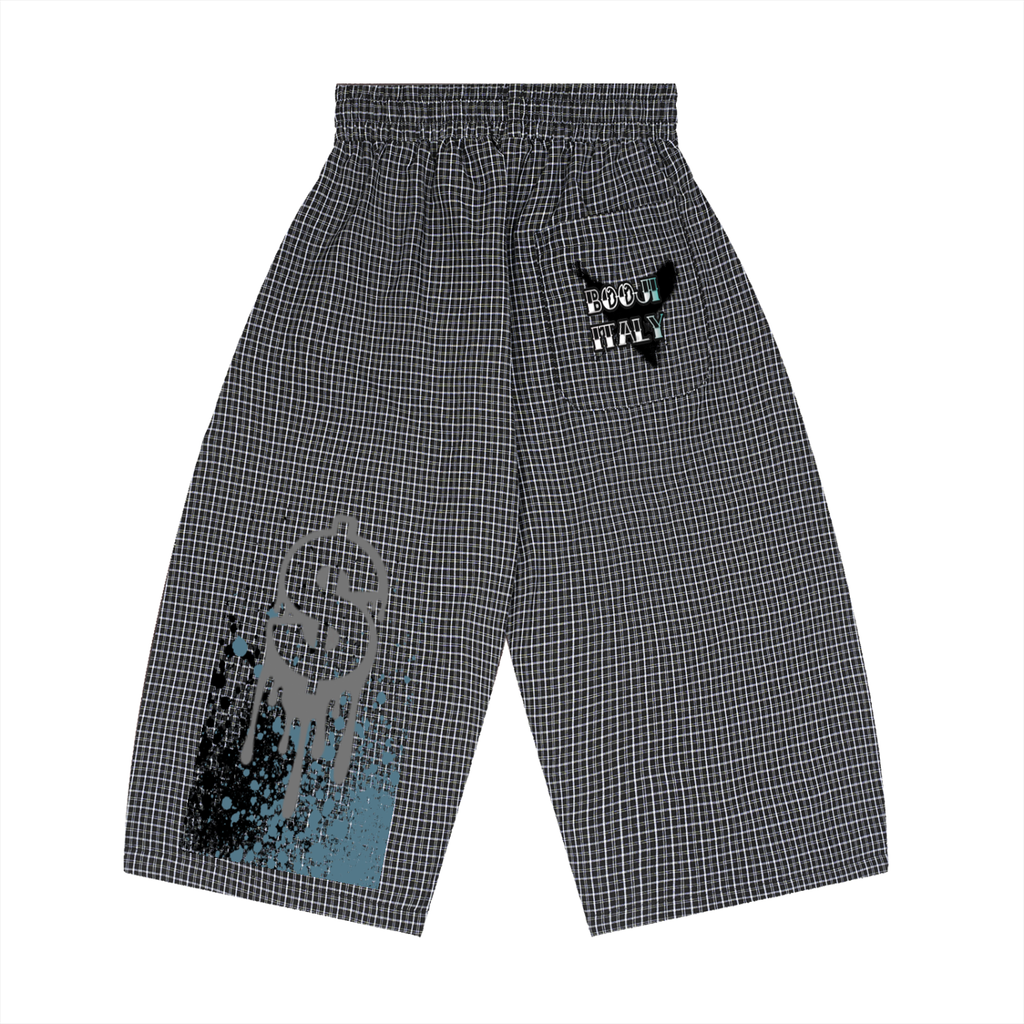 BOOJI ITALY DOLLAR SIGN COLOR SPRAY MEN'S PLAID LONGSHORTS
