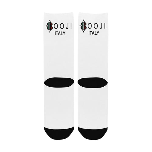BOOJI ITALY 4 EVER $ LOGO WOMEN'S WHITE CREW SOCKS