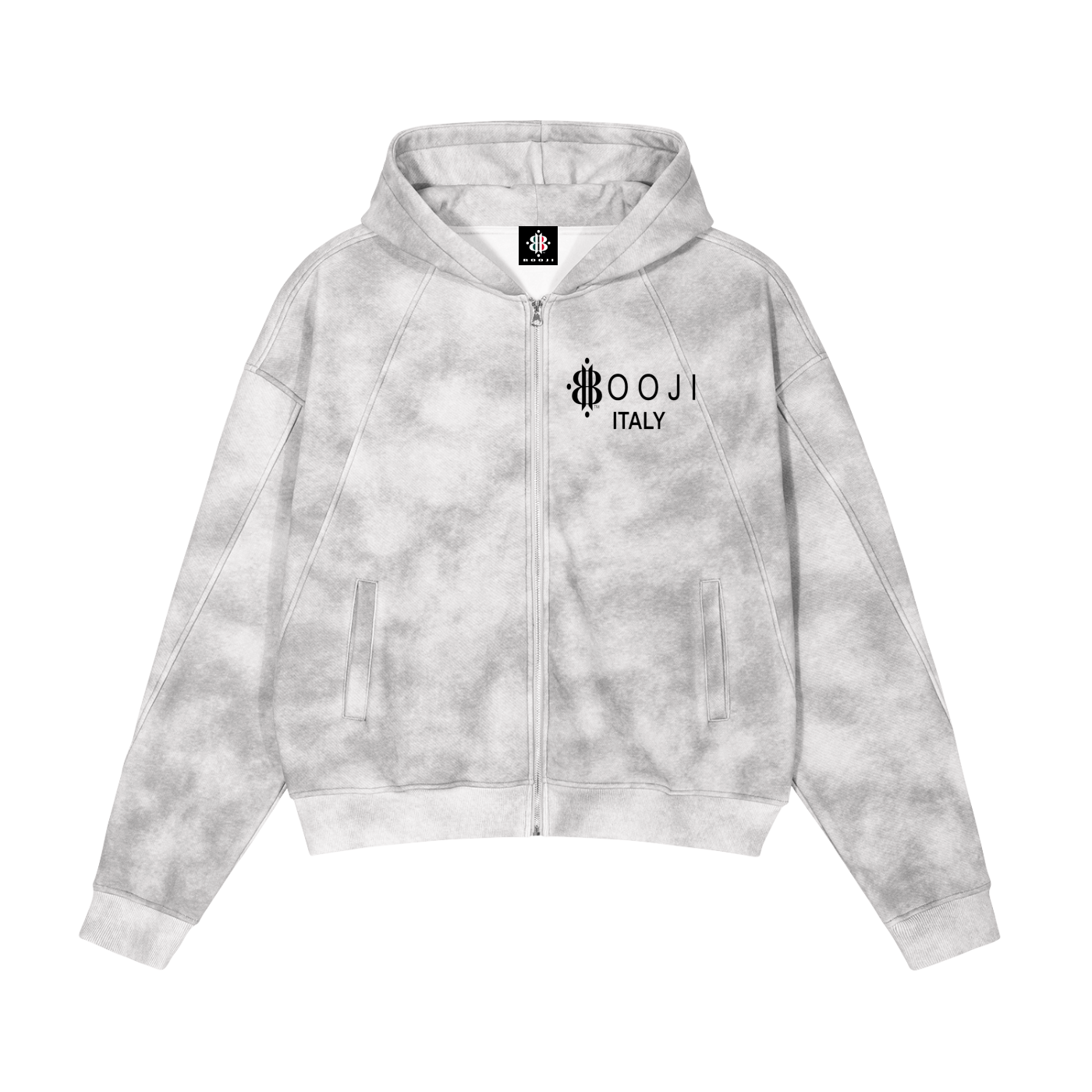 BOOJI ITALY 4 EVER $ LOGO STARS MEN'S DIRTY WASHED FLEECE ZIP UP HOODIE