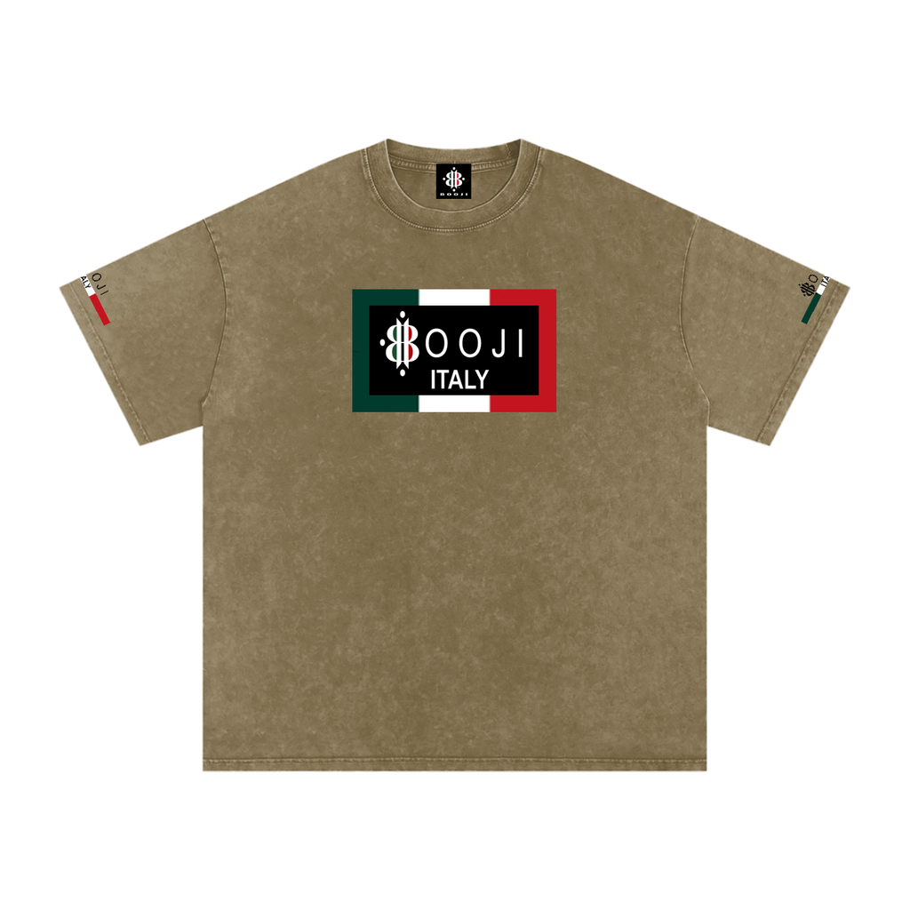 BOOJI ITALY ITALIAN FLAG 4 EVER $ LOGO SNOW WASHED T-SHIRT