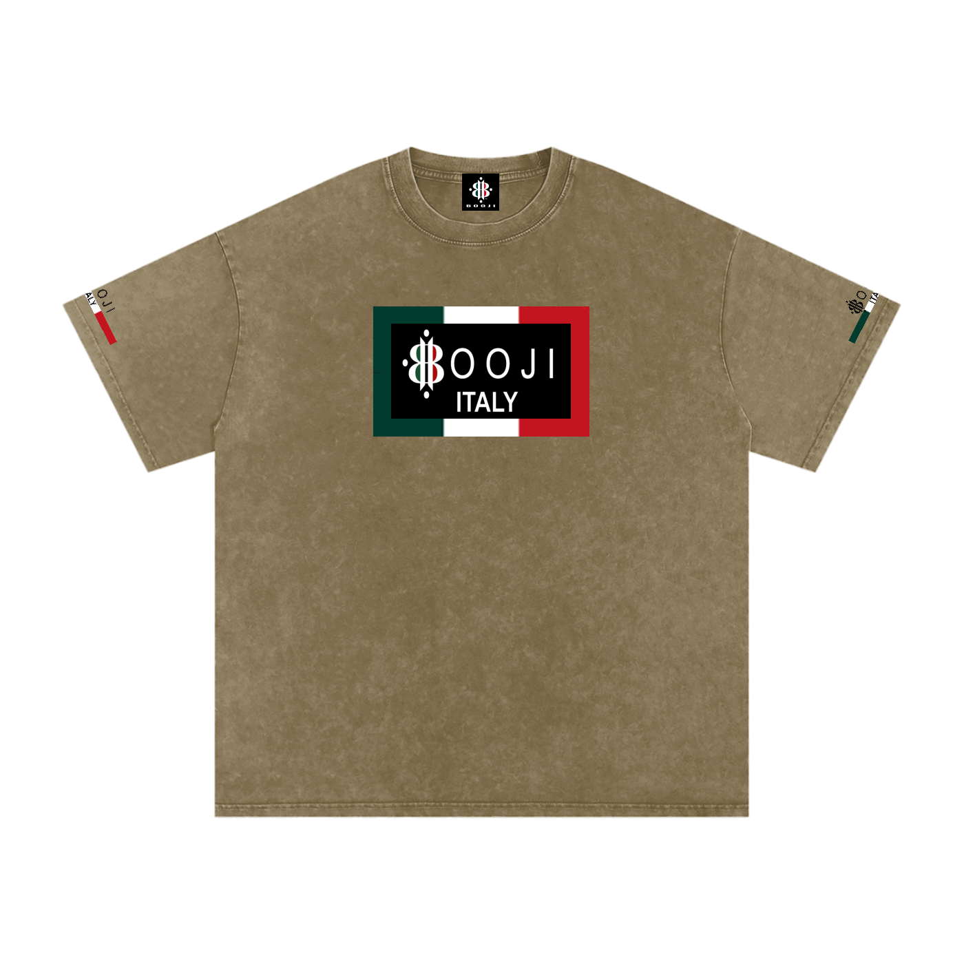 BOOJI ITALY ITALIAN FLAG 4 EVER $ LOGO SNOW WASHED T-SHIRT