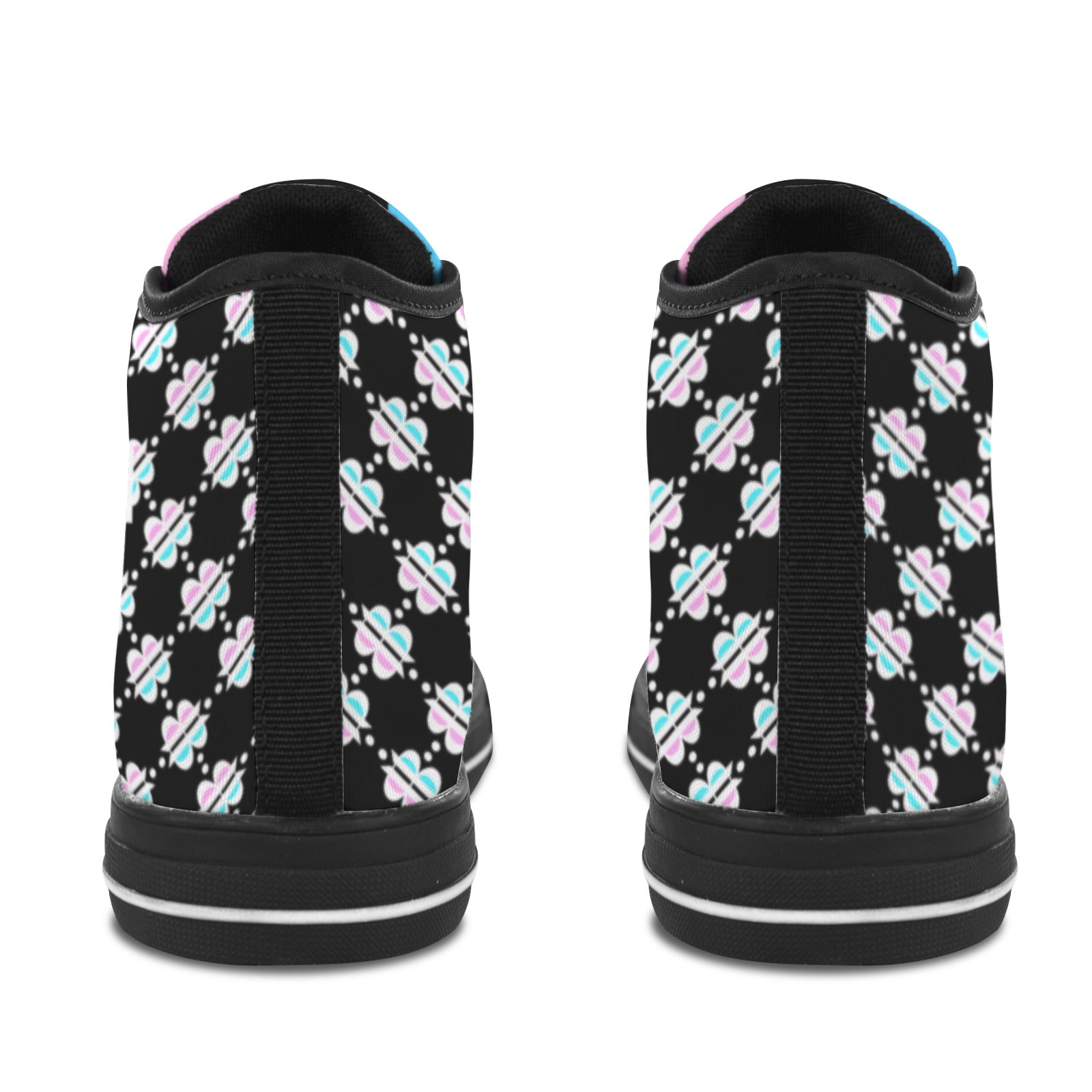 BOOJI INVERTED LOGO PATTERN BLACK Vancouver High Top Canvas Women's Shoes (Model1013-1)