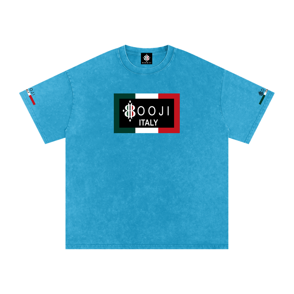 BOOJI ITALY ITALIAN FLAG 4 EVER $ LOGO SNOW WASHED T-SHIRT
