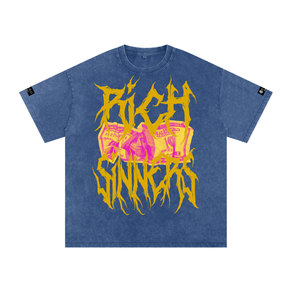 BOOJI ITALY "RICH SINNERS-REAL IS RARE" SNOW WASHED T-SHIRT