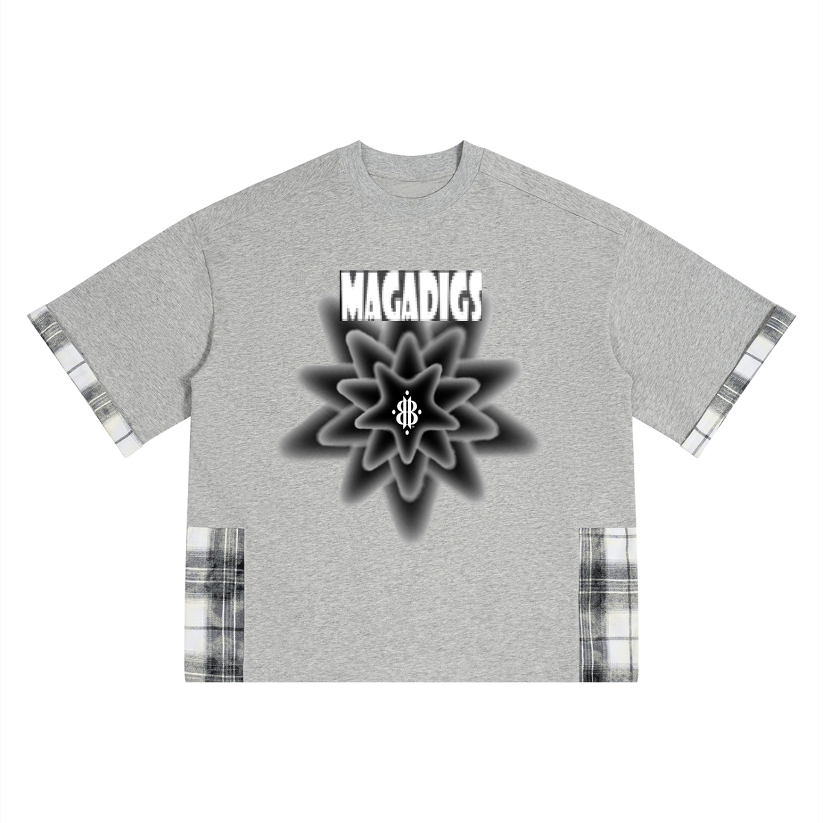 BOOJI ITALY MAGADIGS COLLECTION MEN'S PLAID PANEL T-SHIRT