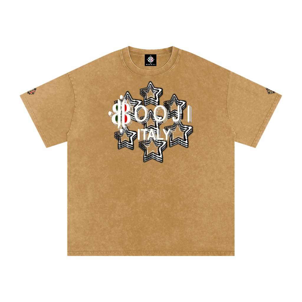 BOOJI ITALY 7 STARS 4 EVER $ LOGO SNOW WASHED T-SHIRT