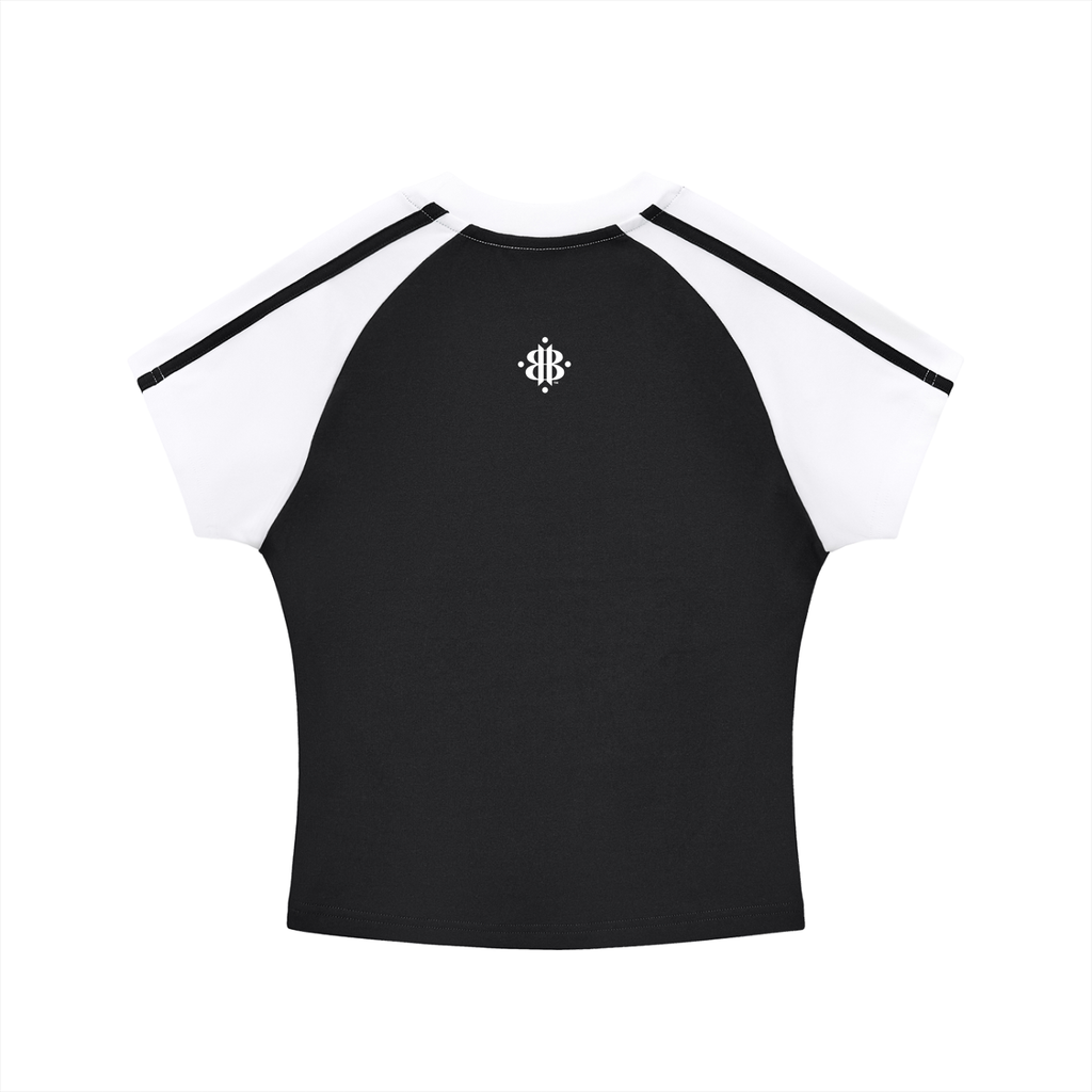 BOOJI ITALY LOGO WOMENS CONTRAST STRIPED RAGLAN T-SHIRT