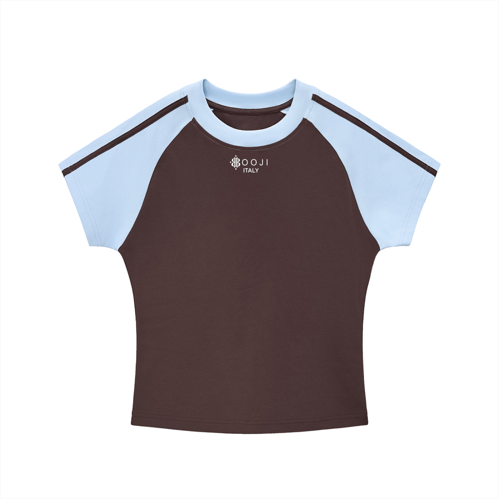 BOOJI ITALY LOGO WOMENS CONTRAST STRIPED RAGLAN T-SHIRT