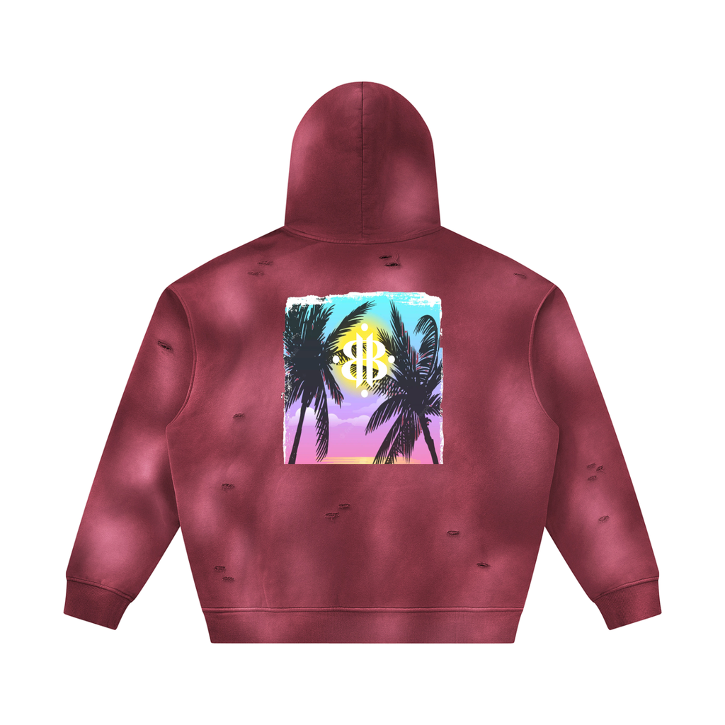 BOOJI ITALY GRAFITTI LOGO SUNFADED FRAYED FLEECE HOODIE