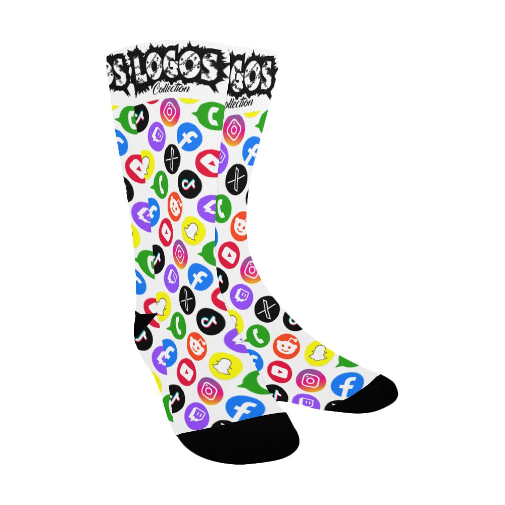 BOOJI ITALY LOGOS COLLECTION WOMEN'S WHITE CREW SOCKS Women's Custom Socks