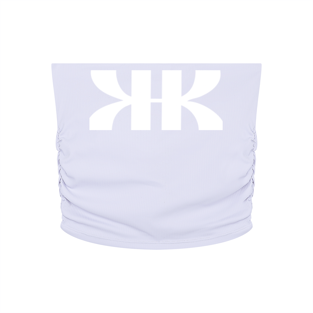 BOOJI ITALY 4 EVER $ LOGO WOMEN'S RUCHED CROPPED YOGA TUBE TOP