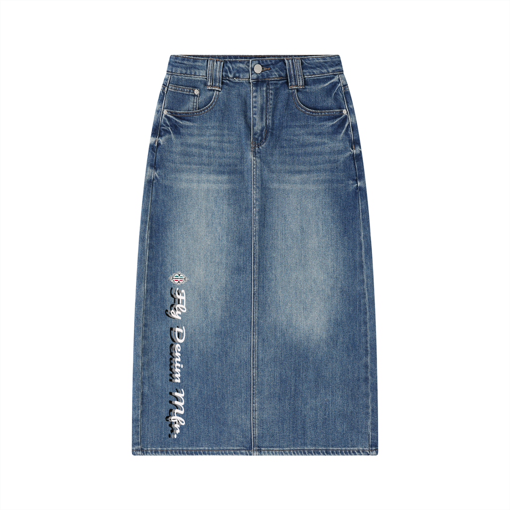 BOOJI ITALY FLY DENIM MFR. WOMEN'S VINTAGE WASH LONG SKIRT