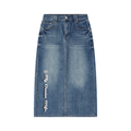 BOOJI ITALY FLY DENIM MFR. WOMEN'S VINTAGE WASH LONG SKIRT