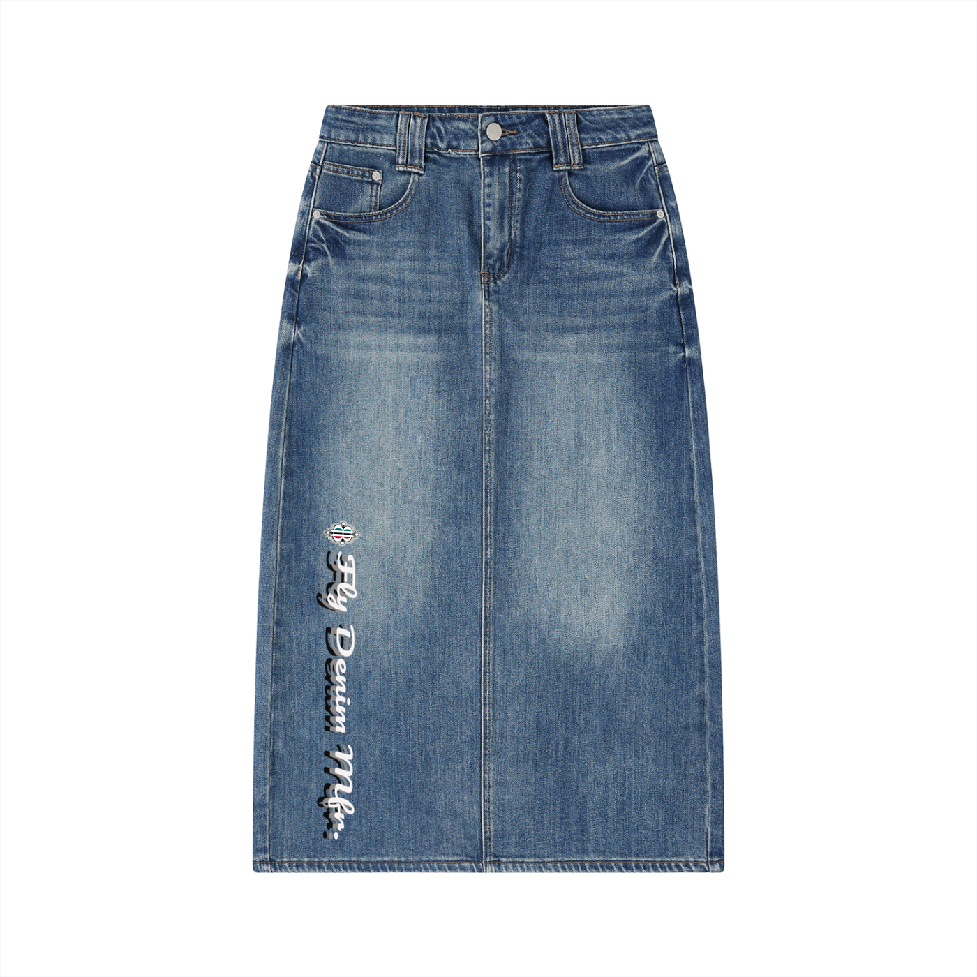 BOOJI ITALY FLY DENIM MFR. WOMEN'S VINTAGE WASH LONG SKIRT