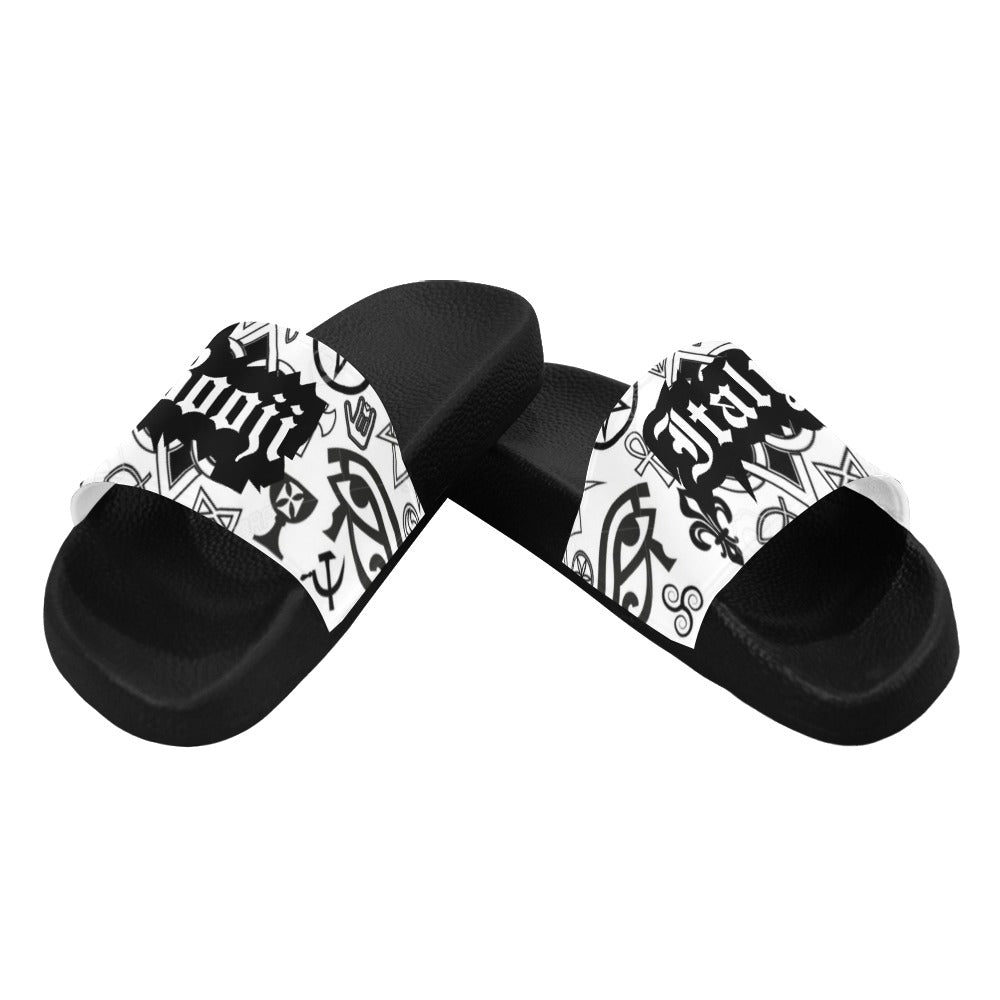 BOOJI ITALY SYMBOLS COLLECTION WHITE MEN'S BLACK SOLE SLIDES