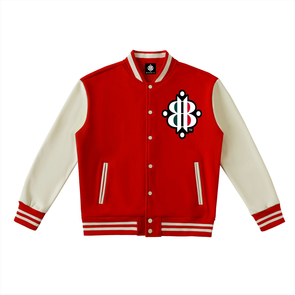 BOOJI ITALY 4 EVER $ LOGO TWO-TONE UNISEX VARSITY LETTERMEN'S STYLE JACKET