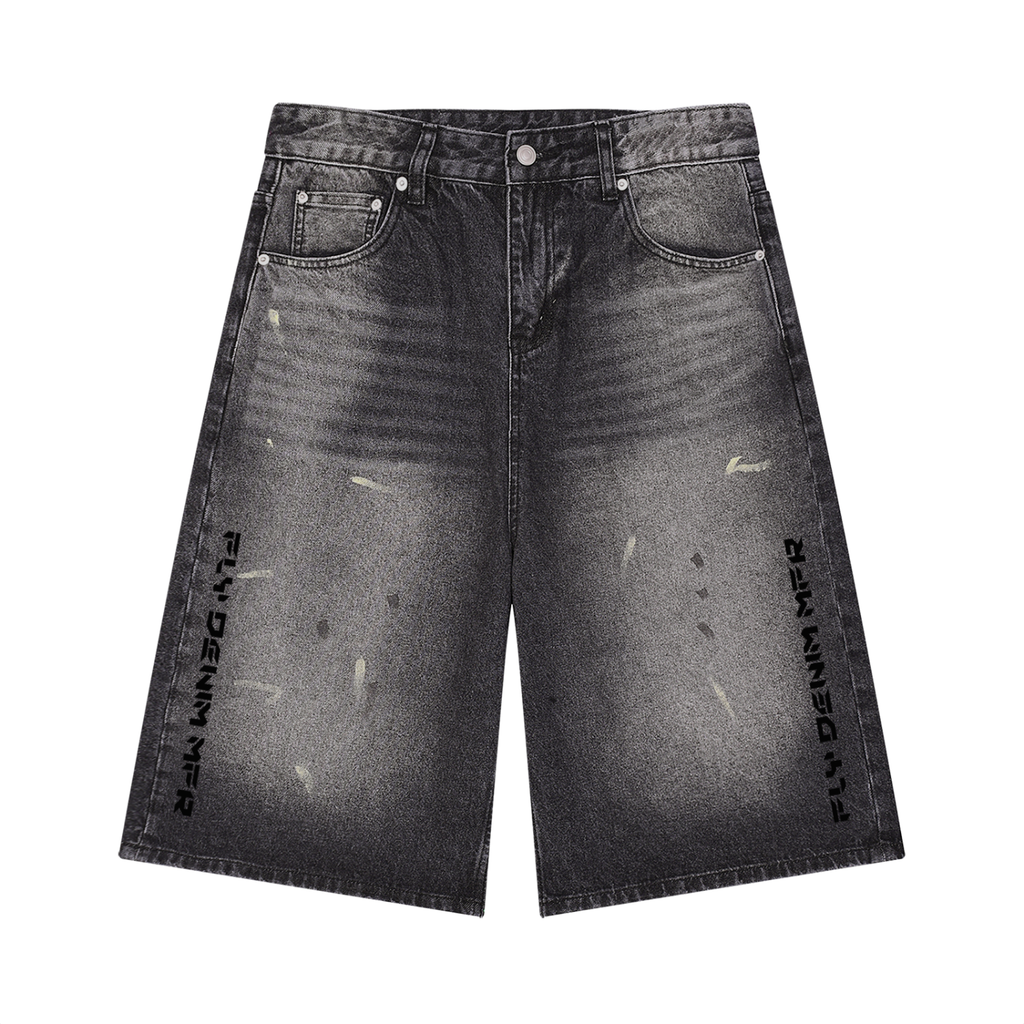 BOOJI ITALY FLY DENIM MFR. COLLECTION MEN'S VINTAGE WASH WIDE LEG JORTS