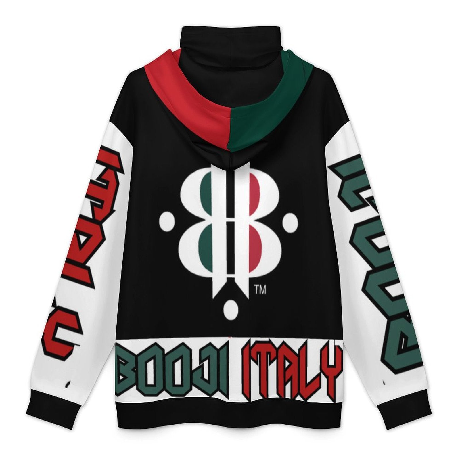 BOOJI LOGO FLAG DESIGN BLACK Men's Hoodie with Mask