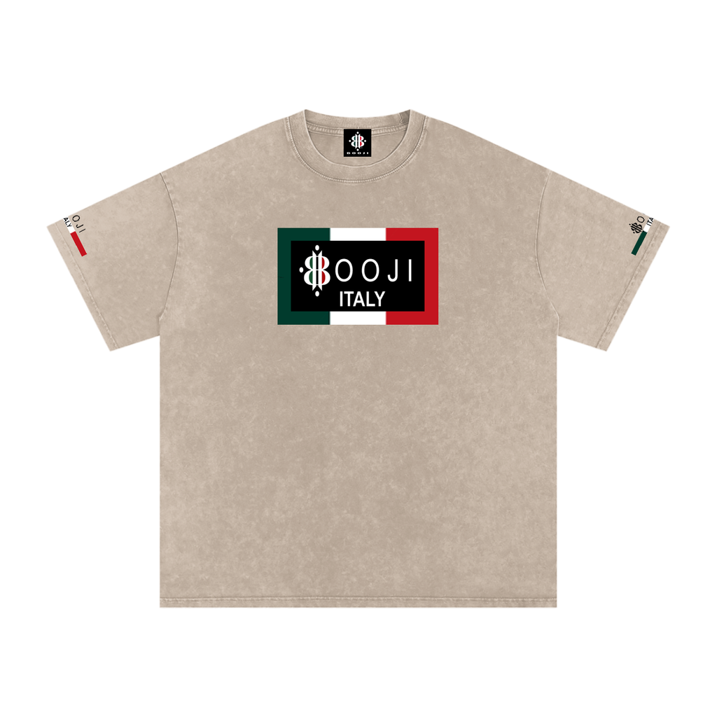BOOJI ITALY ITALIAN FLAG 4 EVER $ LOGO SNOW WASHED T-SHIRT