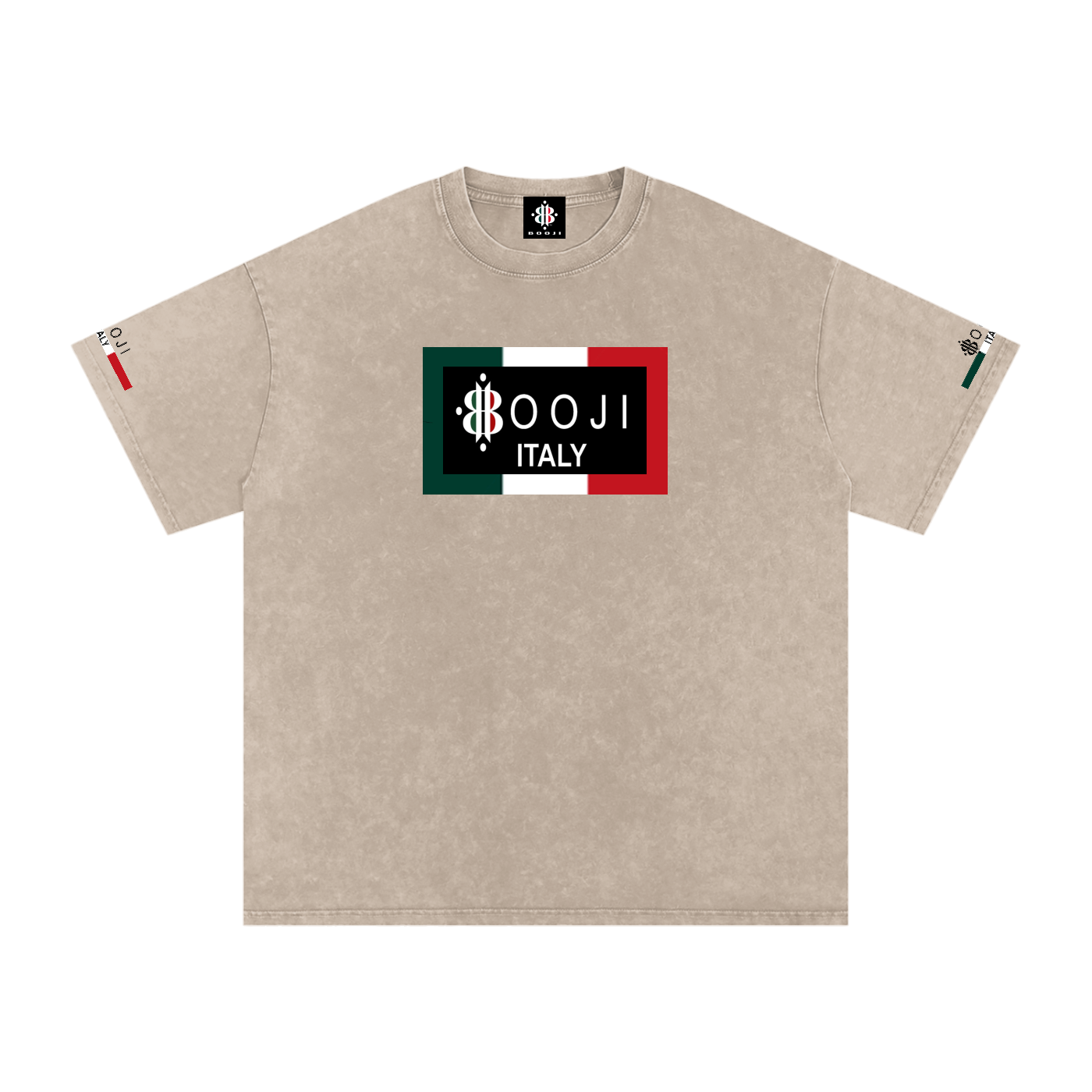 BOOJI ITALY ITALIAN FLAG 4 EVER $ LOGO SNOW WASHED T-SHIRT