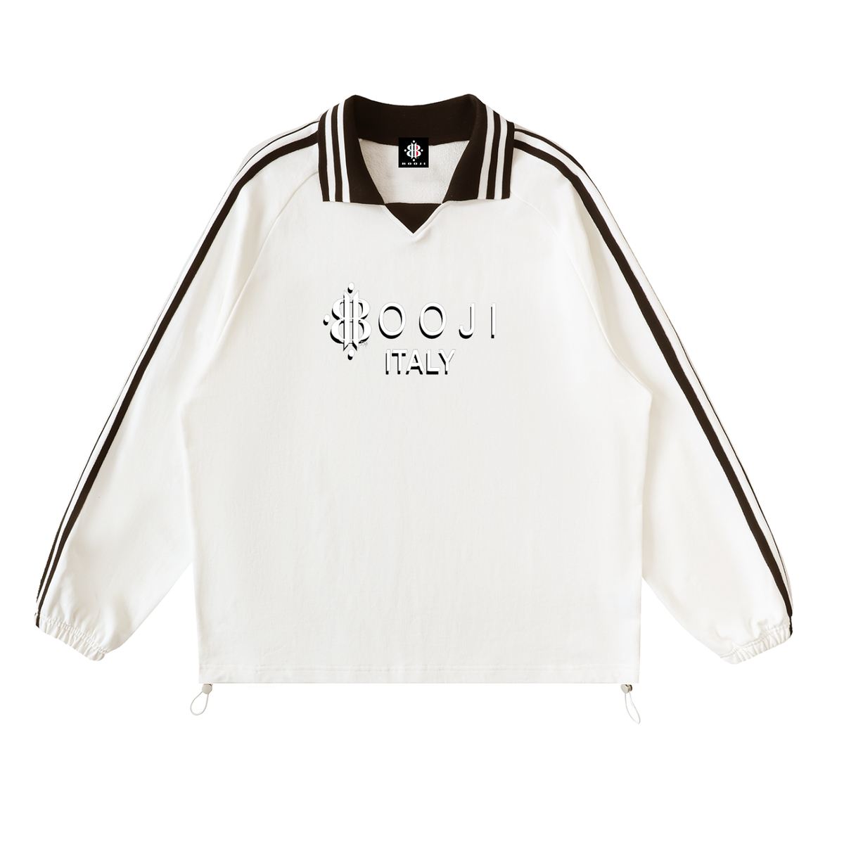 BOOJI ITALY 4 EVER $ LOGO STRIPED LAPEL MEN'S COLLARED SWEATER