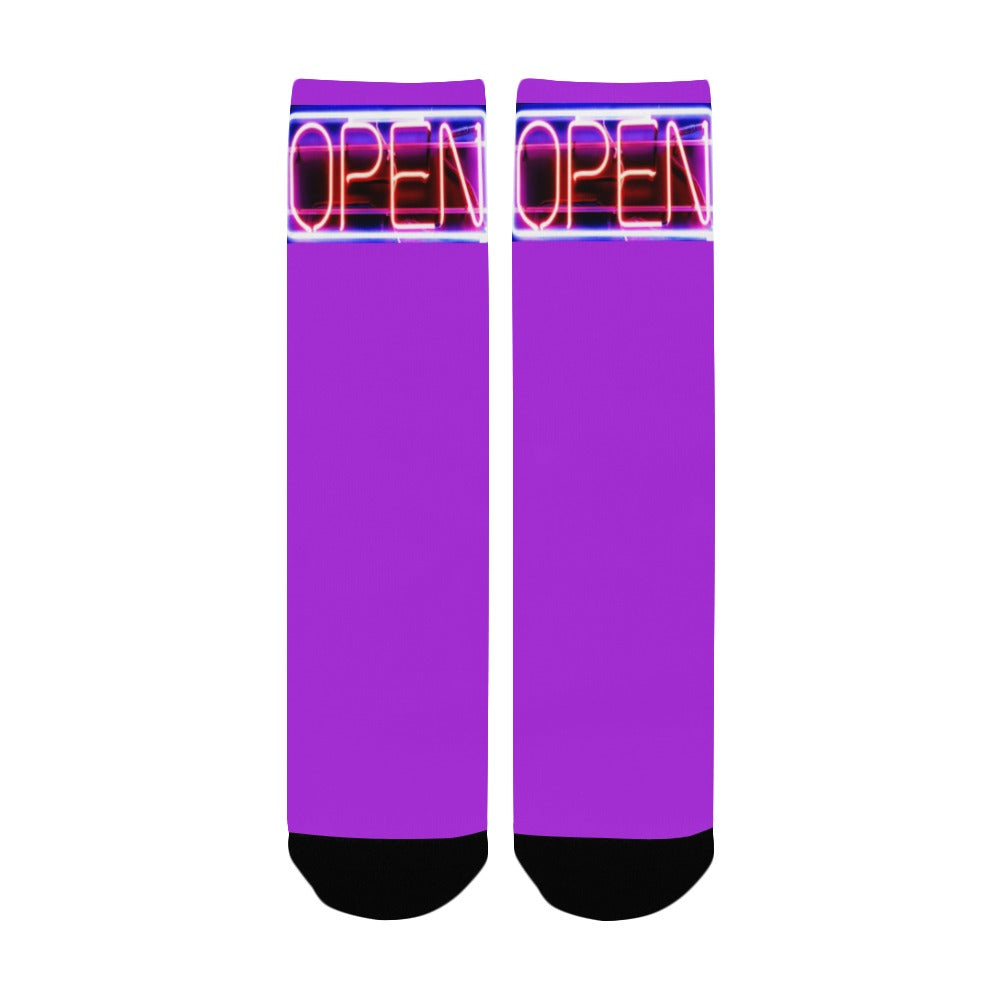 BOOJI ITALY OPEN SIGN COLLECTION WOMEN'S PURPLE CREW SOCKS Women's Custom Socks