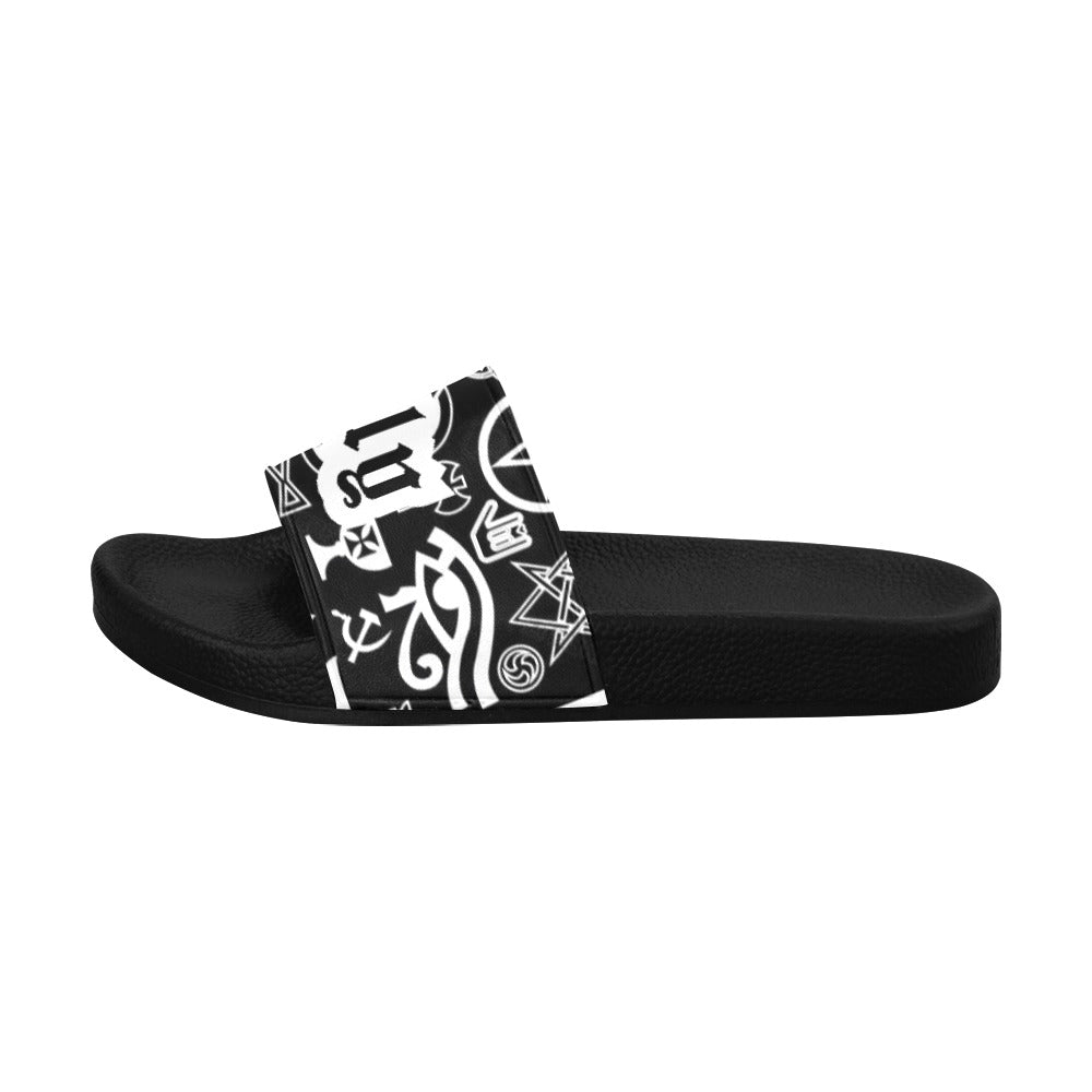 BOOJI ITALY SYMBOLS COLLECTION BLACK MEN'S BLACK SOLE SLIDES