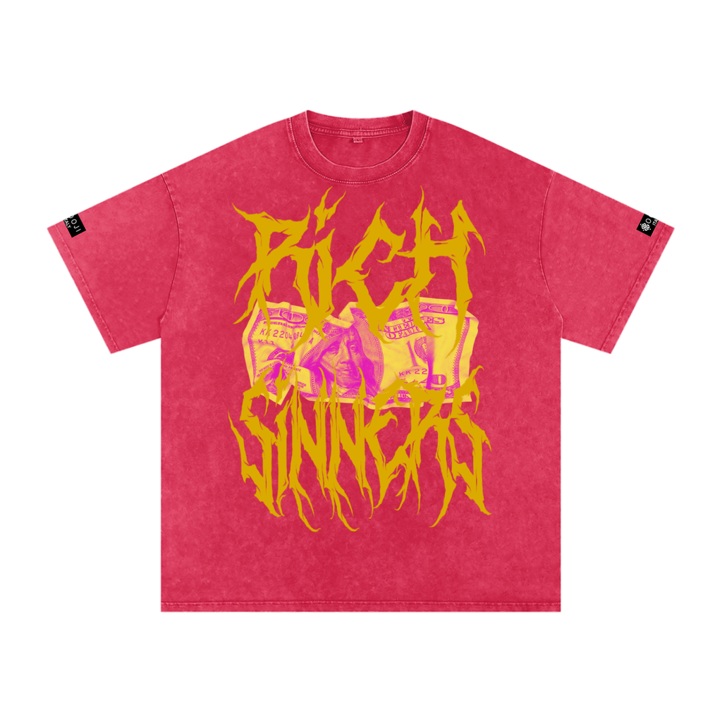 BOOJI ITALY "RICH SINNERS-REAL IS RARE" SNOW WASHED T-SHIRT