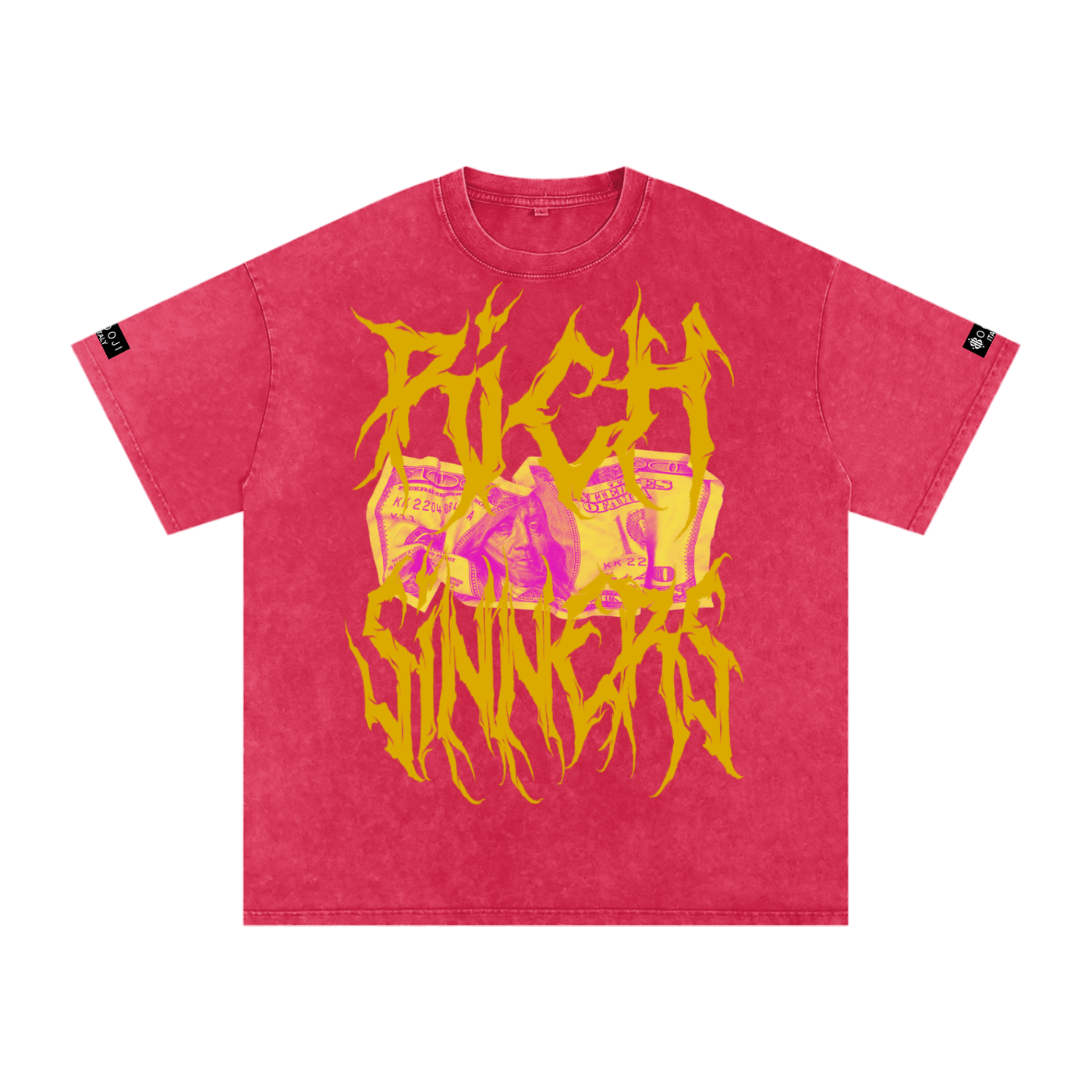 BOOJI ITALY "RICH SINNERS-REAL IS RARE" SNOW WASHED T-SHIRT