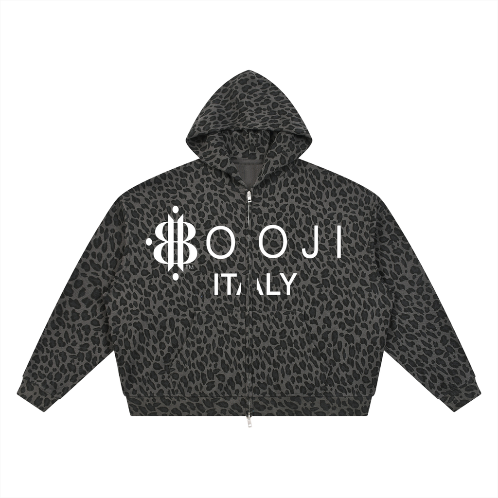 BOOJI ITALY 'WILD INFLUENCE" LEOPARD PRINT FULL ZIP HOODIE