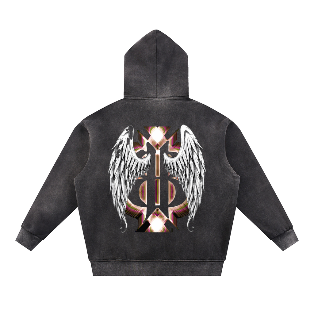 BOOJI ITALY WINGED 4 EVER $ LOGO MEN'S SUNFADED FLEECE HOODIE