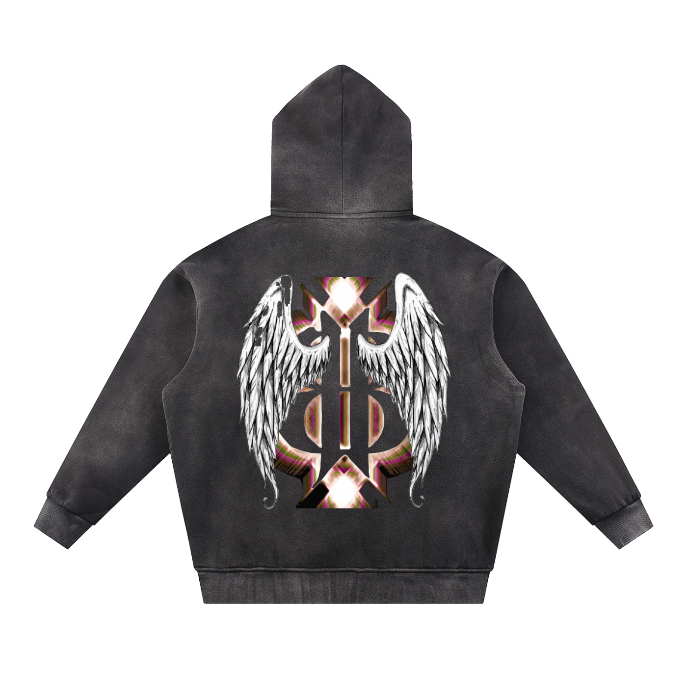 BOOJI ITALY WINGED 4 EVER $ LOGO MEN'S SUNFADED FLEECE HOODIE