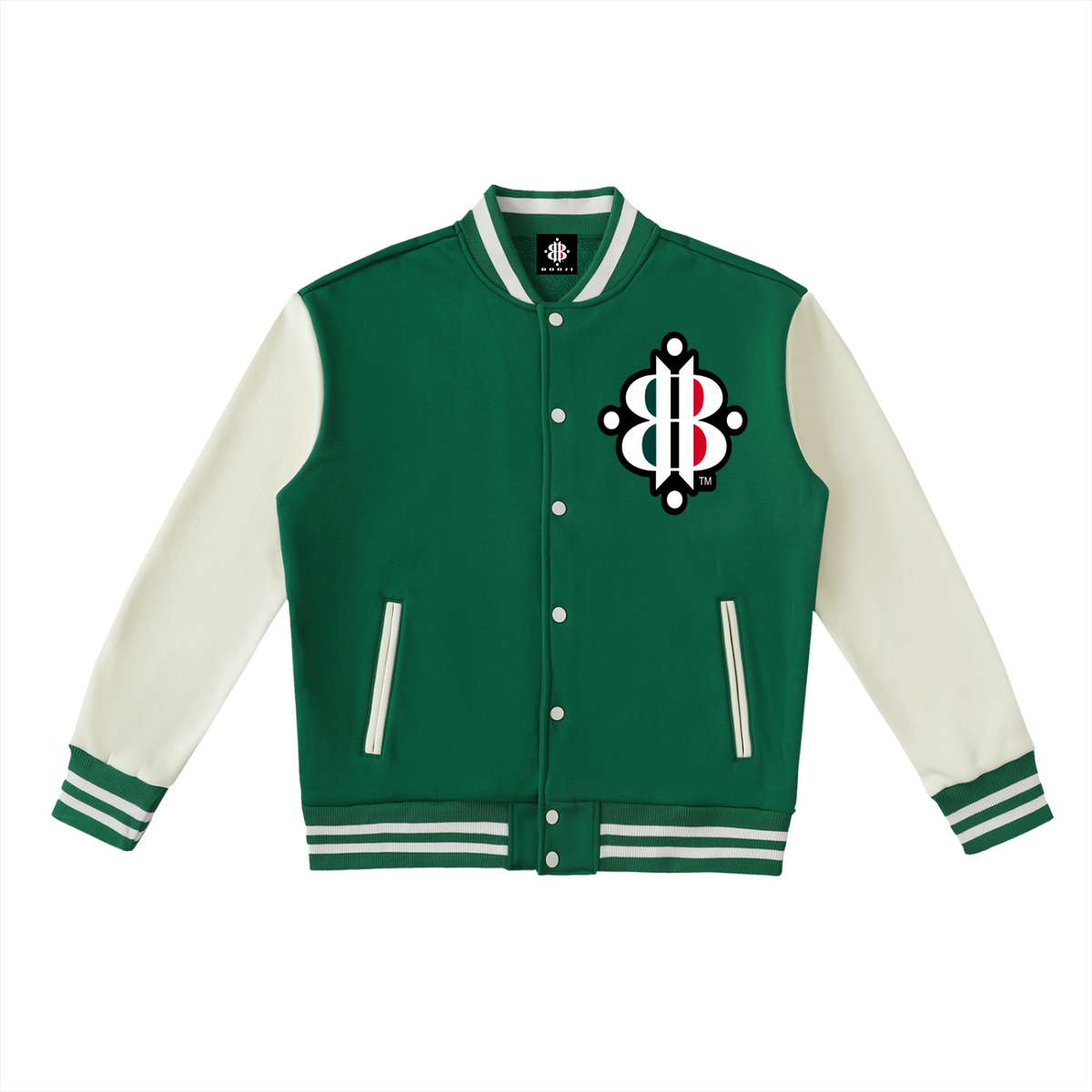 BOOJI ITALY 4 EVER $ LOGO TWO-TONE UNISEX VARSITY LETTERMEN'S STYLE JACKET