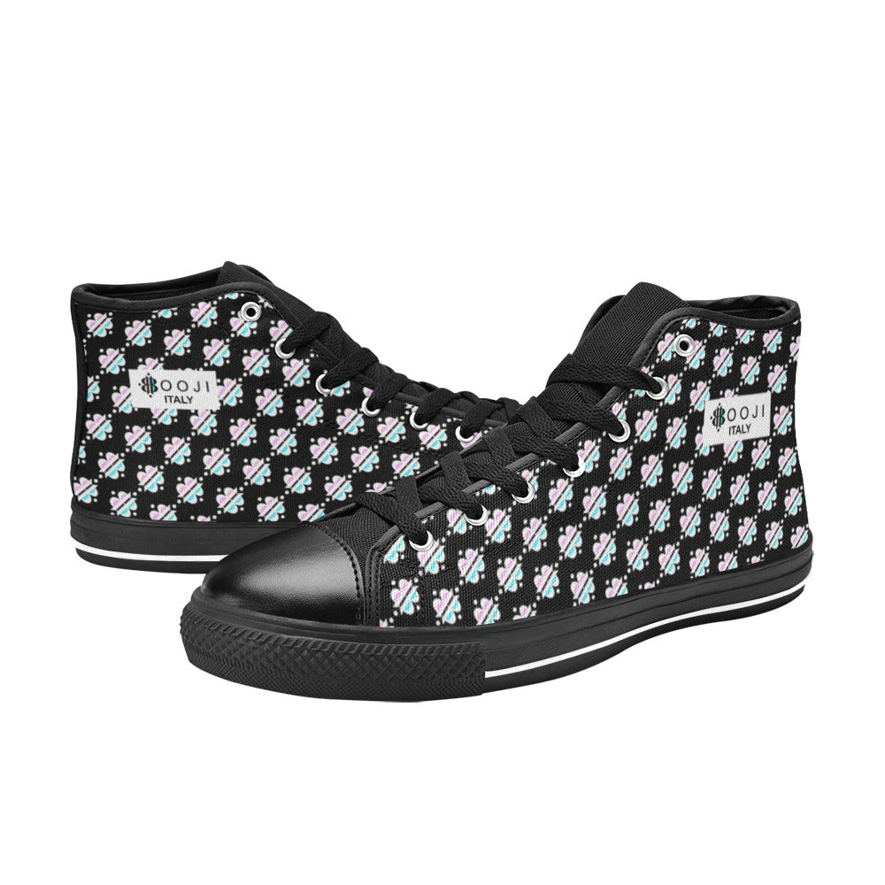 BOOJI INVERTED LOGO FLAG BLACK Men's High Top Canvas Shoes (Model 017)