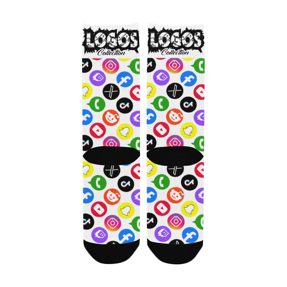 BOOJI ITALY LOGOS COLLECTION WOMEN'S WHITE CREW SOCKS Women's Custom Socks