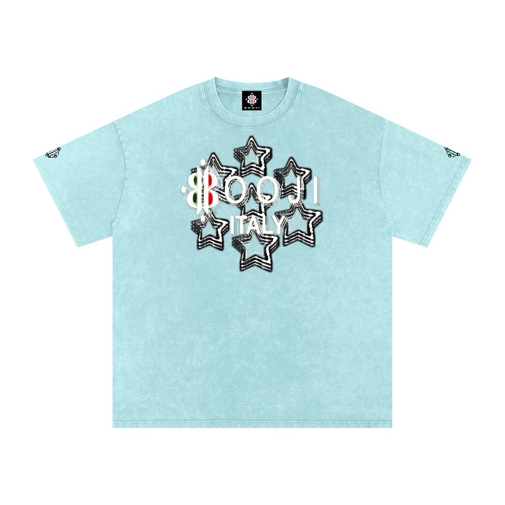 BOOJI ITALY 7 STARS 4 EVER $ LOGO SNOW WASHED T-SHIRT