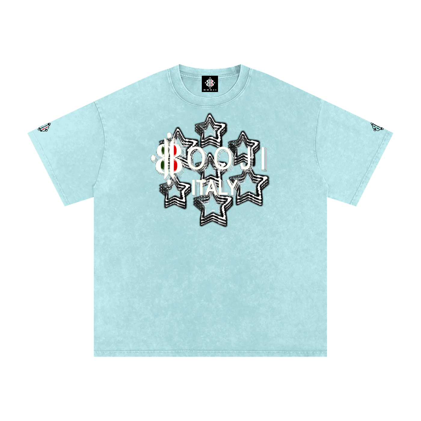 BOOJI ITALY 7 STARS 4 EVER $ LOGO SNOW WASHED T-SHIRT