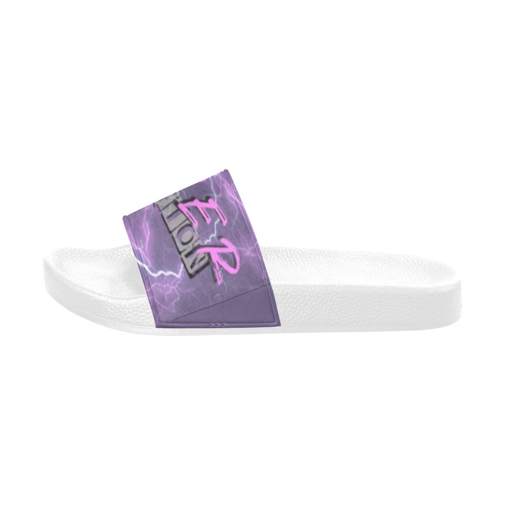 BOOJI ITALY SUPER POSITION LIGHTNING LOGO WHITE SOLE SLIDES Women's Slide Sandals(Model 057)